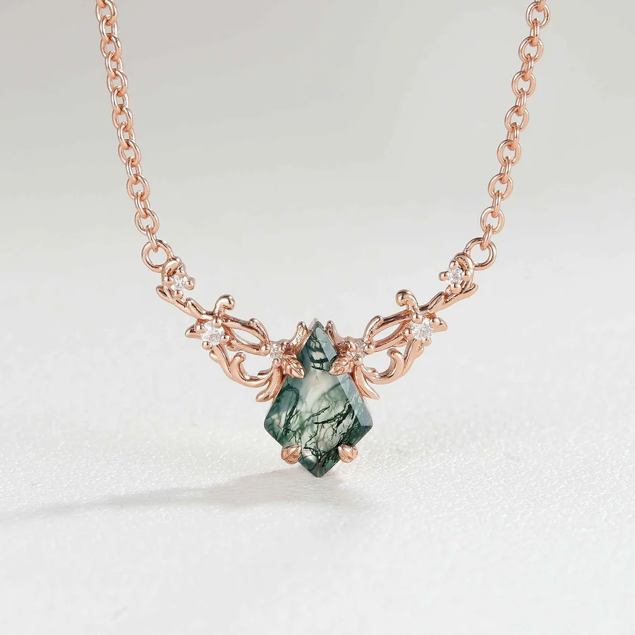 NaturalInspiredKiteCutMossAgateNecklace 3